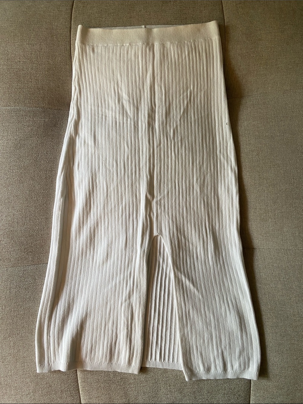 Free People white Ribbed Midi Skirt